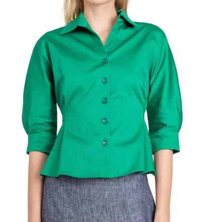 Eva Franco Albright Shirt Top In Emerald In Gold