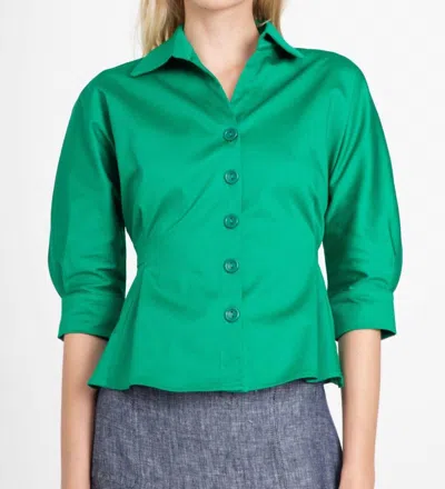Eva Franco Albright Shirt Top In Emerald In Green