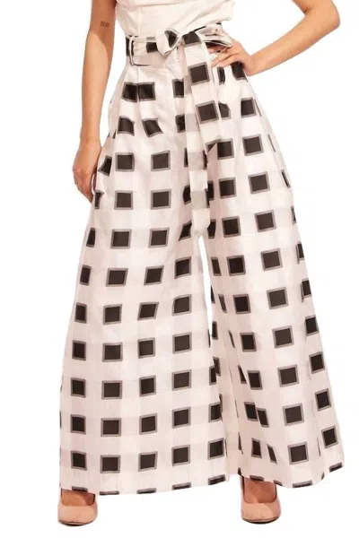 Eva Franco Belted Wide-leg Pants In Black And White Check