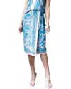 Eva Franco Botanical Skirt Set In Teal/pink