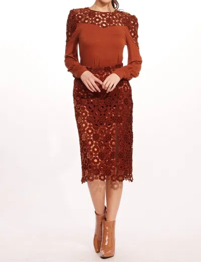 Eva Franco Brina Midi Skirt In Sumatra Lace In Orange