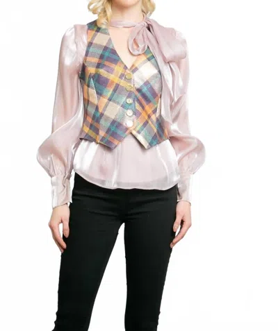 Eva Franco Button-front Vest In Zion Plaid In Multi
