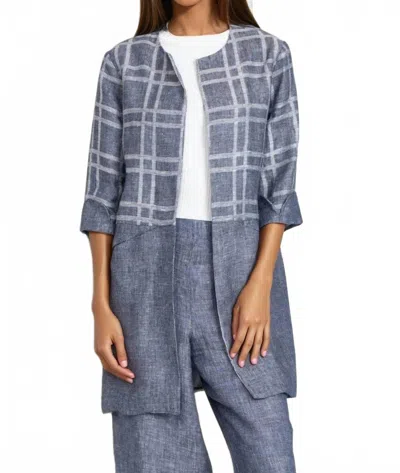 Eva Franco Carrie Car Coat In Indigo Plaid In Gray
