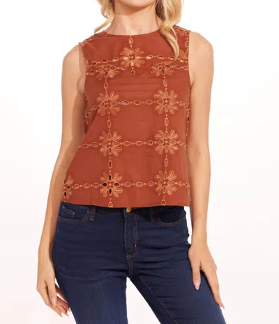 Eva Franco Carrie Cotton Eyelet Top In Sedona In Multi