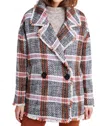Eva Franco Carrie Double Breasted Plaid Tweed Coat In Multi In Multi