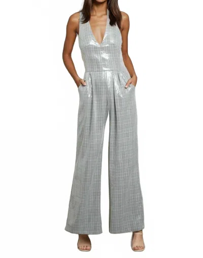 Eva Franco Carson Open Back Jumpsuit In Zion Plaid In Neutral