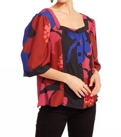 Eva Franco Charlie Floral Top In Bold Bloom In Red