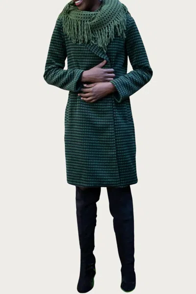 Eva Franco Chester Checked Double-breasted Coat In Green Dot