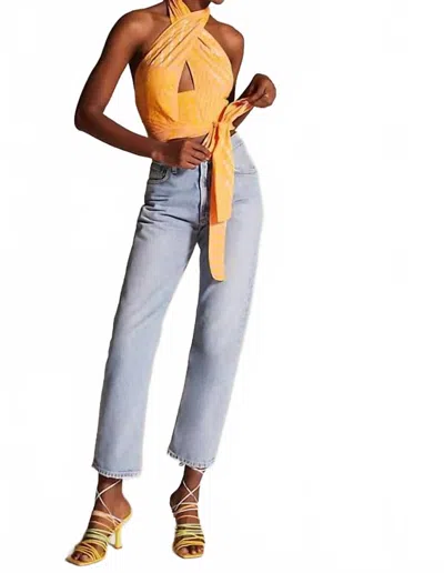 EVA FRANCO CITRUS KNIT HALTER TOP IN YELLOW