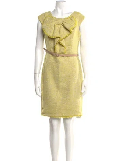 Pre-owned Eva Franco Cowl Neck Knee-length Dress In Yellow