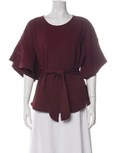 Pre-owned Eva Franco Crew Neck Short Sleeve Blouse In Green