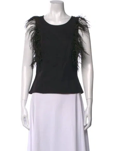 Pre-owned Eva Franco Crew Neck Sleeveless Top In Black
