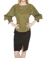Eva Franco Edera Top In Olive Green In Green