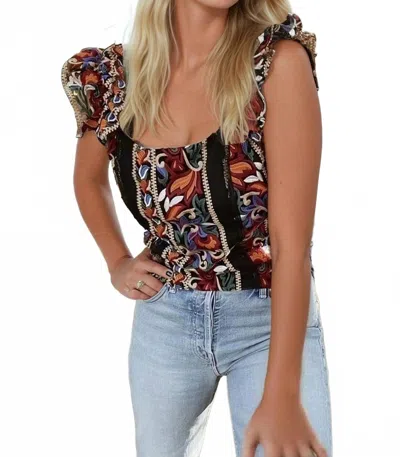 Eva Franco Embroidered Corset Top In Florence In Multi