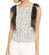 Eva Franco Feather Top In Terazzo Dot In Beige