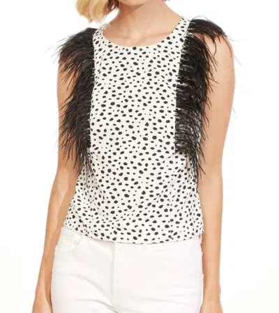 Eva Franco Feather Top In Terazzo Dot In Beige