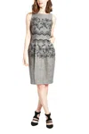Eva Franco Flocked Scallop Cato Sheath Dress In Grey In Grey