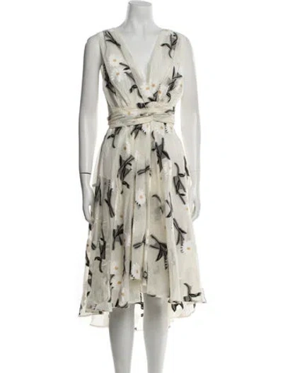 Pre-owned Eva Franco Floral Print Long Dress In Neutral