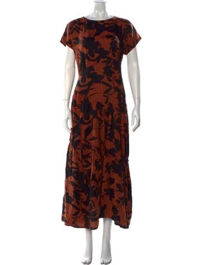 Pre-owned Eva Franco Floral Print Long Dress In Orange