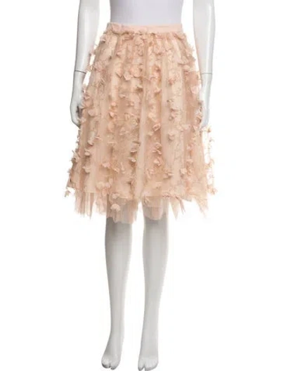 Pre-owned Eva Franco Floral Print Midi Length Skirt In Pink