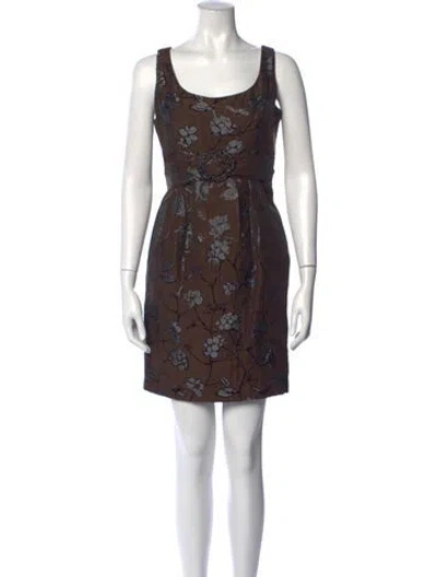 Pre-owned Eva Franco Floral Print Mini Dress In Brown