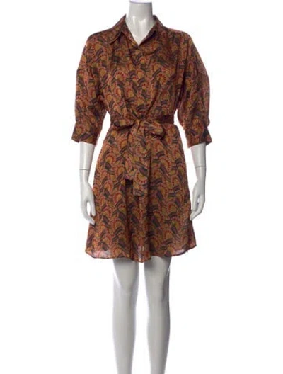 Pre-owned Eva Franco Floral Print Mini Dress In Orange
