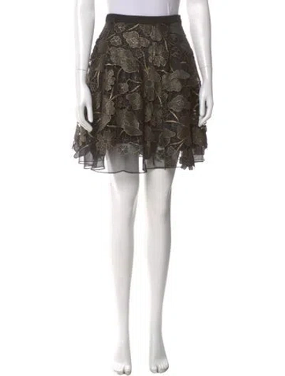 Pre-owned Eva Franco Floral Print Mini Skirt In Gold