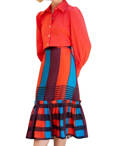 Eva Franco Flounced Midi Skirt In Multi-colored