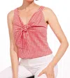 Eva Franco Gingham Plaid Bow Top In Pink In Pink