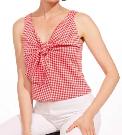 Eva Franco Gingham Plaid Bow Top In Pink