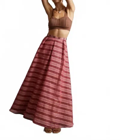 Eva Franco Golden Cranberry Stripes Maxi Skirt In Red
