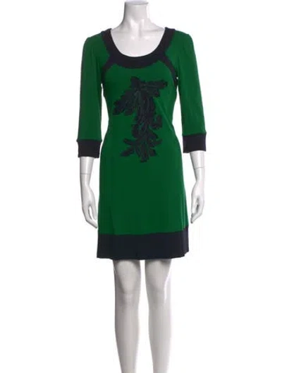Pre-owned Eva Franco Graphic Print Mini Dress In Green