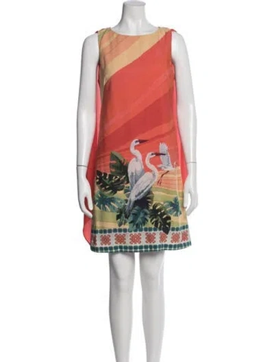 Pre-owned Eva Franco Graphic Print Mini Dress In Orange
