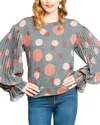 Eva Franco Hart Pleated Sleeve Top In Congo Dot