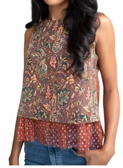 Eva Franco Jacquard Sleeveless Top In Floral In Purple