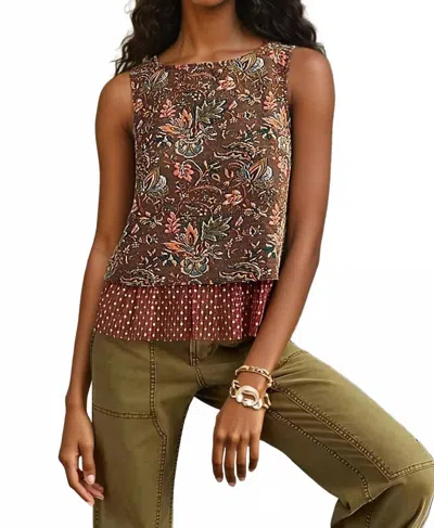 Eva Franco Jacquard Sleeveless Top In Floral In Purple