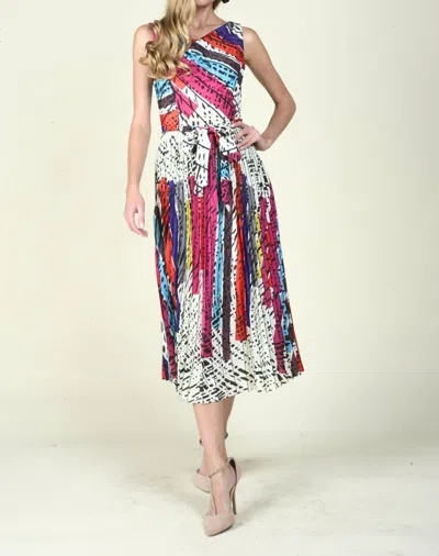 Eva Franco Jolie Pleated Midi Dress In Battenburg In Multi