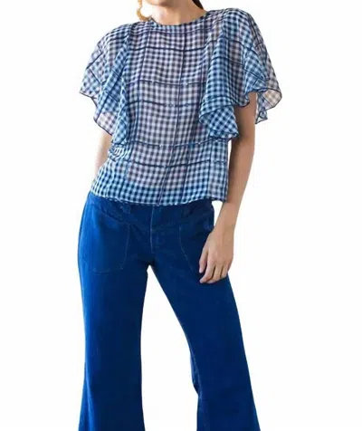 Eva Franco Juniper Cape Sleeve Top In Indigo In Multi
