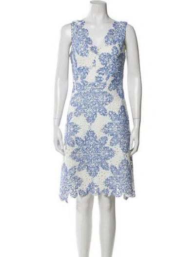 Pre-owned Eva Franco Lace Pattern Knee-length Dress In Blue