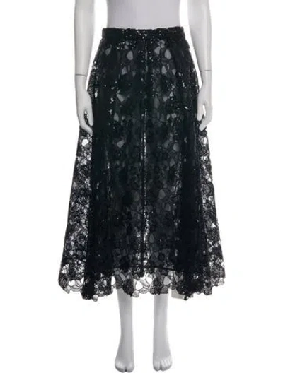 Pre-owned Eva Franco Lace Pattern Long Skirt In Black