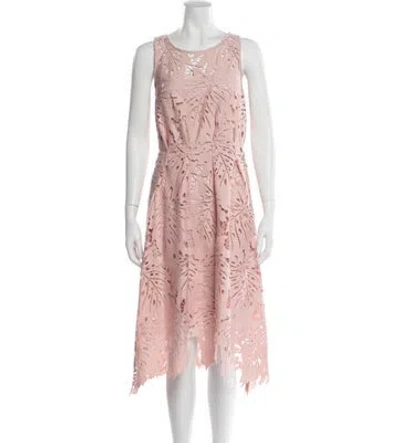 Pre-owned Eva Franco Lace Pattern Midi Length Dress In Pink
