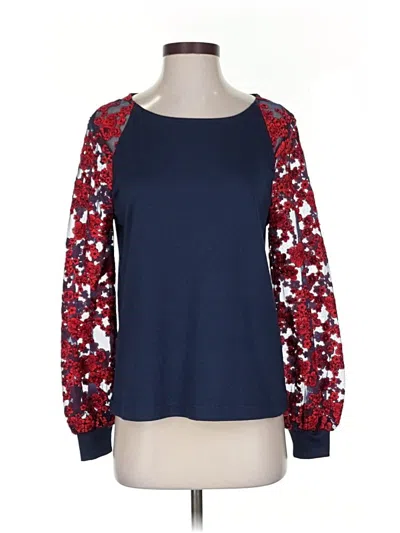 Pre-owned Eva Franco Long Sleeve Top Blue Boatneck Tops