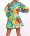 Eva Franco Mallory Mini Dress With Tiered Sleeves In Matisse In Multi