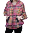 Eva Franco Mari Cape In Pink Plaid In Pink