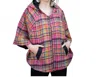 Eva Franco Mari Three Quarter Sleeve Cape In Pink Plaid In Pink
