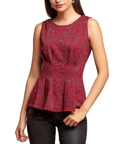Eva Franco Metallic Peplum Top In Red