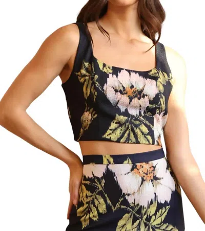 Eva Franco Molly Top In Navy Floral In Black