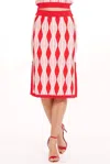 Eva Franco Niska Skirt In Harlequin Pink In Red