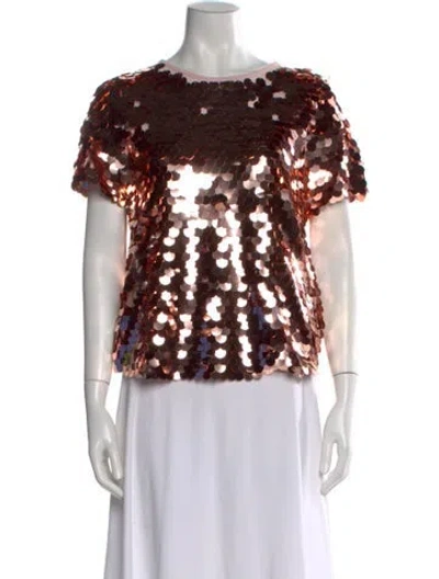 Pre-owned Eva Franco Patterned Crew Neck Top In Brown