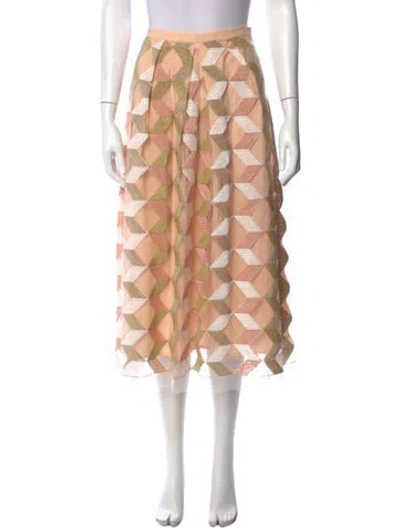 Pre-owned Eva Franco Patterned Midi Length Skirt In Orange